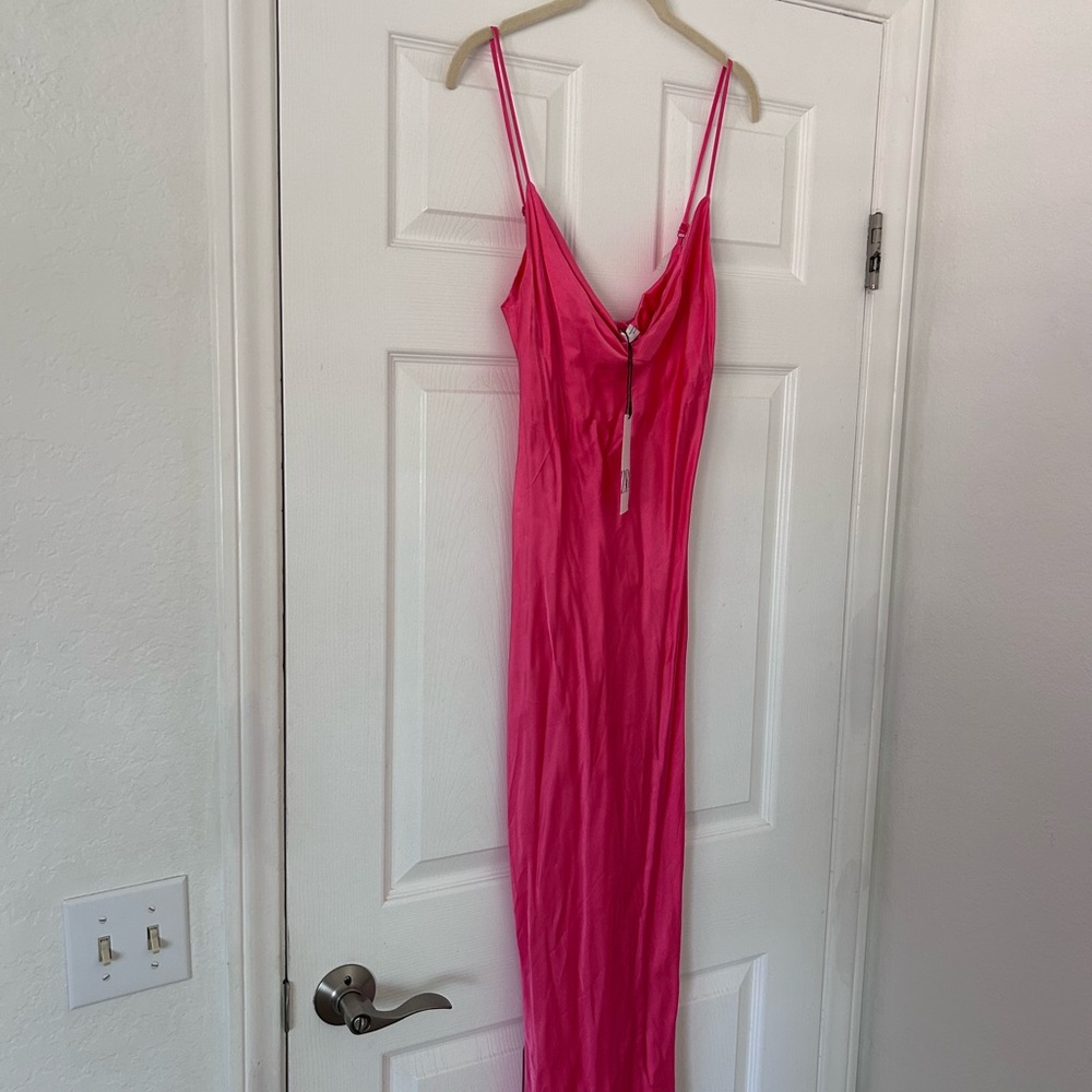 Zara Vibrant Pink Satin Slip Dress